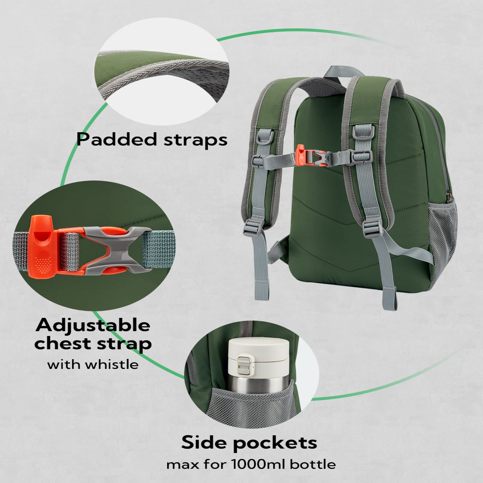 WATERFLY Unisex 12L Small Drawstring Lightweight Travel Hiking Backpack Daypack,Olive Green