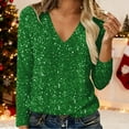 thumbnail image 2 of ZJXFGS Fashion Clothing,Long Sleeve Shirts For Women,Sparkly Sweaters For Women,T-Shirts For Women,Sequin Blouses For Women,Women'S Clothing,Women Fall Clothes,Green,S, 2 of 4