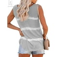 thumbnail image 4 of Gustave Women's Plus Size Tie Dye Vest Summer Sleeveless Color Block T Shirts Loose Blouse Button Up Tank Tops "Gray, 3XL", 4 of 11