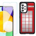 thumbnail image 1 of Shockproof Bumper (Black Frame) phone Case for Samsung Galaxy A23 5G, with Tempered Glass Screen Protector, by OneToughShield ® - Phone Booth Red, 1 of 4
