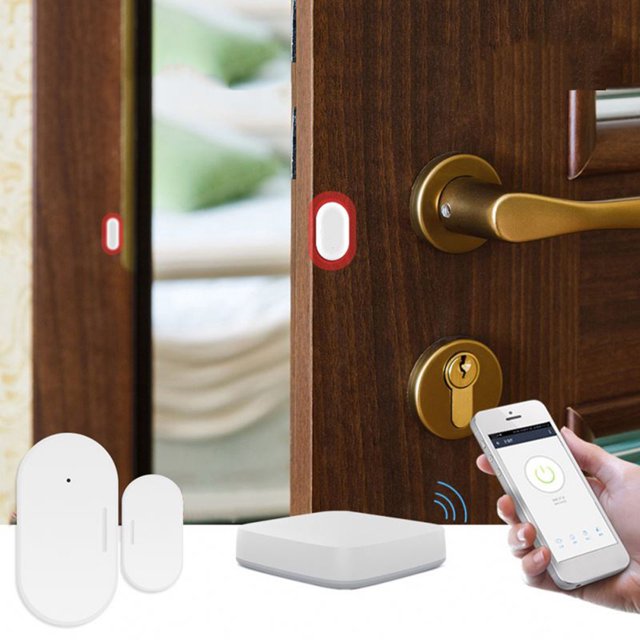 Accessoires de Bureau Qwtwty Alarme Magnétique Porte Intelligente Supporte Contrôle Assistant Vocal et Télécommande Application Téléphone Intelligent Sécurité Maison Capteur Sans Fil Abeille Violette Réseau