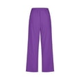 thumbnail image 5 of Capri Pants On Clearance! Cagogo Womens Cotton Linen Capri Pants with Pockets Plus Size Summer Stretchy Exercise Lounge Cropped Pants Wide Leg Drawstring Elastic High Waist Trendy Capri Sweatpants, 5 of 5