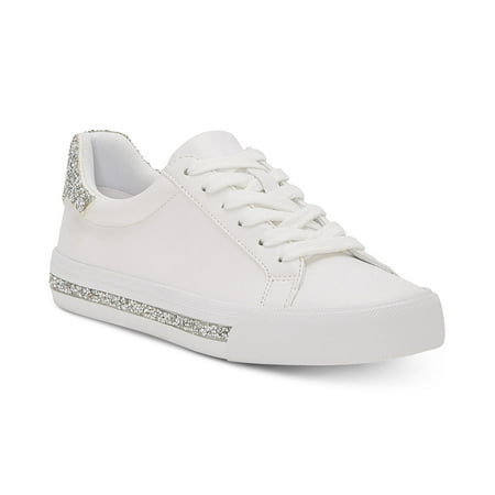 Jessica Simpson Slingback Shoes - Jessica Simpson Womens Drister Glitter Encrusted Lace-Up Sneakers (Pure White, 9.5)