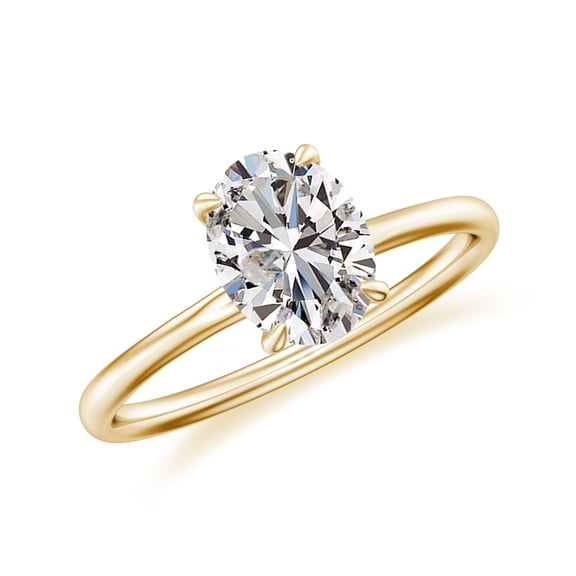 1.5 CT Oval Shaped Diamond Solitaire Ring for Women in Sterling Silver / Yellow Gold Plated| 8x6mm April Birthstone, Birthday, Engagement, Wedding Jewelry Gift Ring Size 5