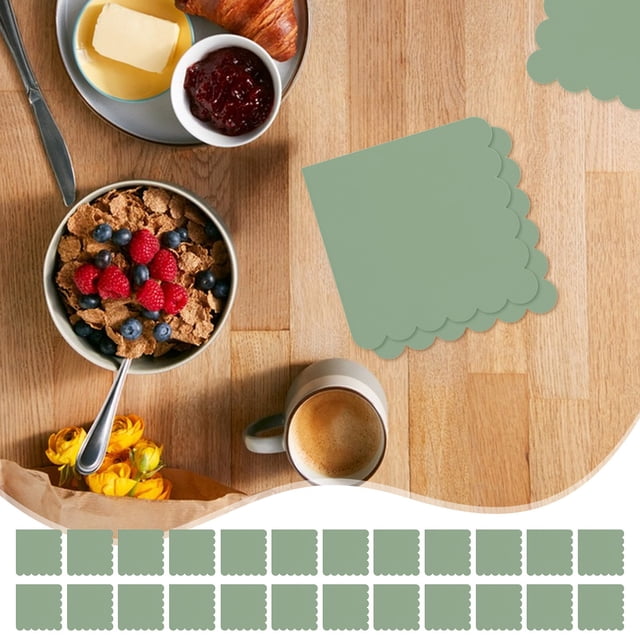 Xihbxyly Servilletas de Cóctel Verdes, Diseño En Abanico, Papel Absorbente, Desechables, Decoración para Mesas de Fiesta, Ideales para Bodas y Cumpleaños, Paquete de 24, 16 X 16 Cm