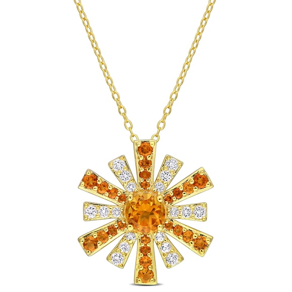 Everly Women's 2CT TGW Madeira Citrine and White Topaz 18k Yellow Gold Plated Pendant