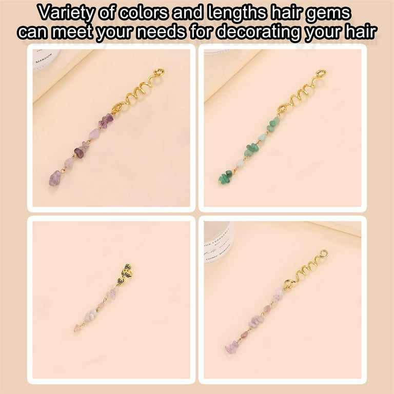 Temu 6pcs Handmade Colorful Natural Stone Pendant Hair Clips, Bobby Pins, Hairpins for Braids, Crystal Jewelry Dreadlock, Christmas Gifts, Accessories