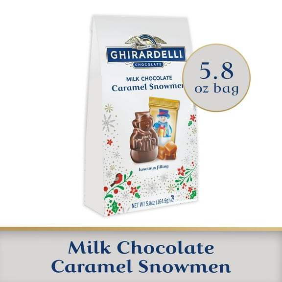GHIRARDELLI Milk Chocolate Caramel Snowmen, 5.8 oz Bag