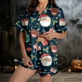 thumbnail image 2 of Christmas Pajamas Ladies' Christmas Tree Printed Silk Satin Short Sleeve Button Sleepwear Set, 2 of 8
