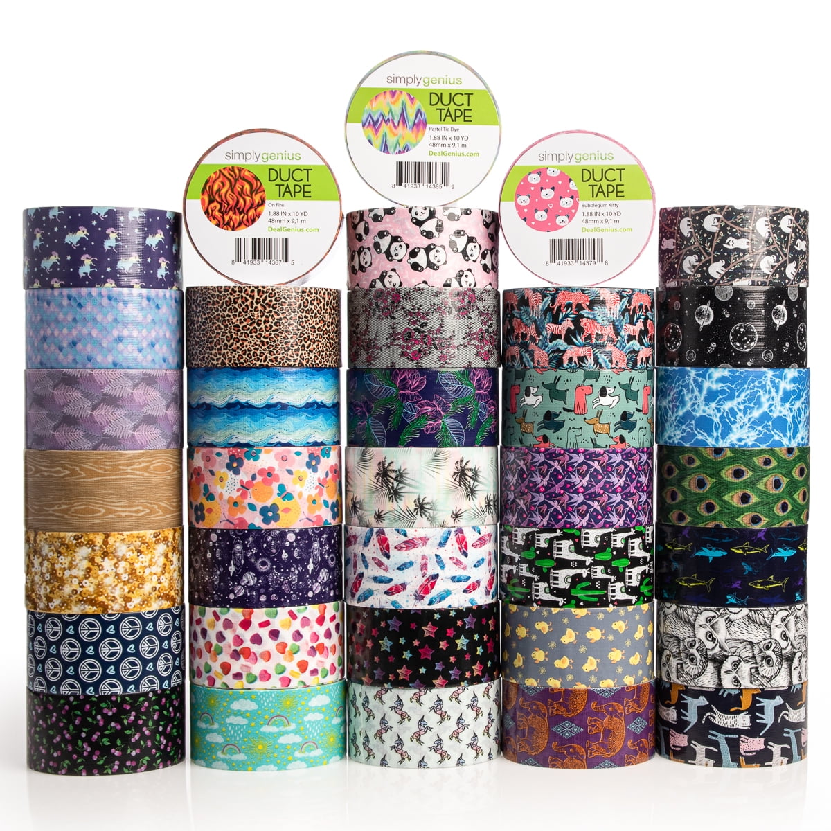 Simply Genius (36 Pack) Arts Patterned Colored Duct Tape Variety Pack Rolls  Crafts, Kids to Adult