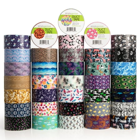 Simply Genius (36 Pack) Patterned And Colored Duct Tape Variety Pack Tape Rolls Craft Supplies For Kids Adults Patterned Duct Tape