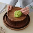 thumbnail image 2 of American Walnut Tray Fruit Tray Solid Wood Circular Shaped Household Water Cup Tea Cup Tray Japanese Wooden Plate Tableware Diameter 20cm, 2 of 6