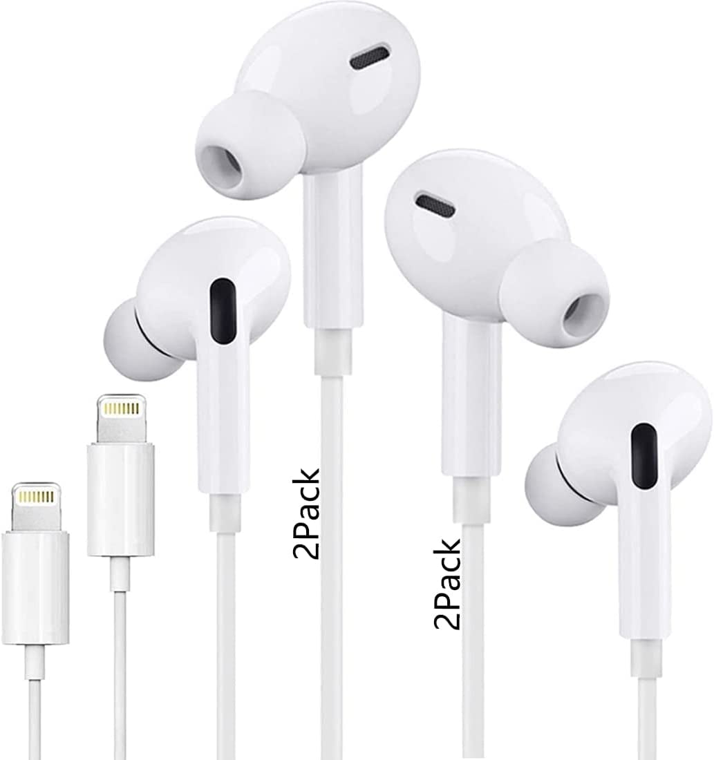 Earphones 3.5mm Jack for iPhone Headphone Plug,Earphones Stereo Headphones Noise Headset with Mic Call+Volume Control for iPhone 6 Earbus Compatible with iPhone 6s/6plus/6/5s and More 2 Pack 