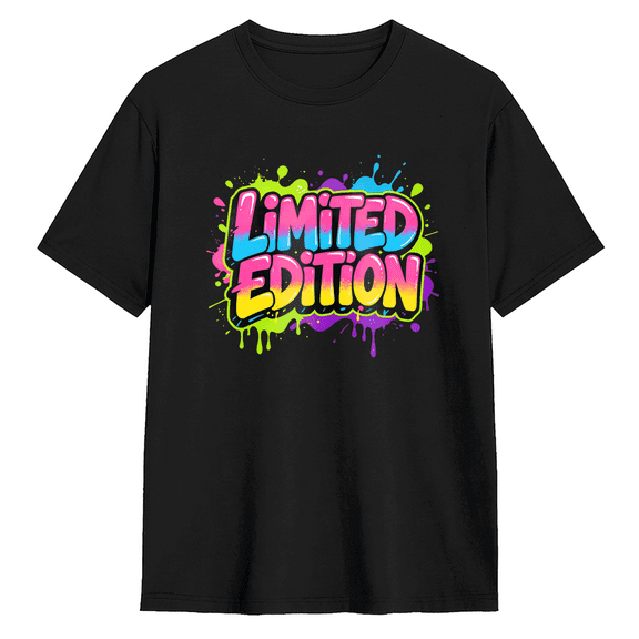 Limited Edition Neon Graffiti Splash Graphic Tee for Men and Women Vibrant Retro Style Cotton Short Sleeve T Shirt