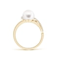 thumbnail image 2 of ANGARA Freshwater Cultured Pearl Swirl Ring with Diamonds in 14K Yellow Gold for Women | June Birthstone, Birthday, Anniversary, Jewelry Gift for Women | Pearl Ring, 2 of 7