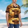 thumbnail image 2 of Lsque Sunset Sunflower Cow A pattern Hawaiian Shirt for Men, Unisex Summer Beach Casual Short Sleeve Button Down Shirts-Small, 2 of 9