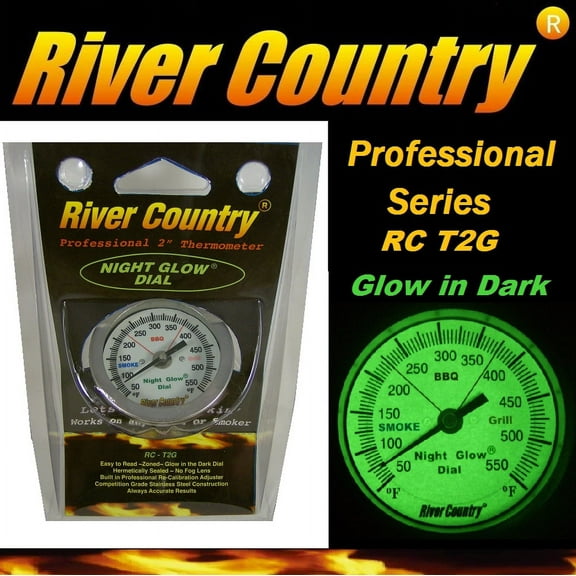 River Country 2" Glow in Dark BBQ / Smoker / Grill Thermometer