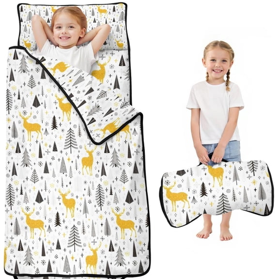 Multicolor Christmas Pattern Toddler Nap Mats for Kids Preschool,50"x20" Sleeping Mat Bag or Kids,Toddler Sleeping Bag,Toddler Nap Mat or Daycare