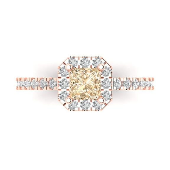 Halo Engagement Ring for Women - 0.89ct Natural Morganite in 18K Rose Gold Promise Ring