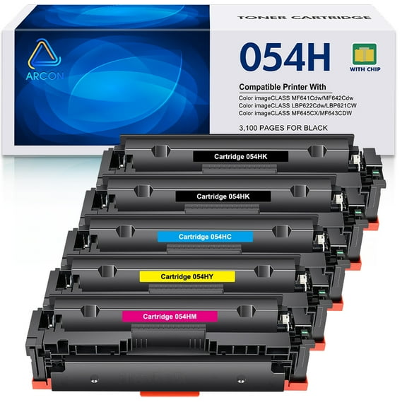 054H 054 Toner Compatible for Canon 054 Toner Cartridge Set 054H 054 CRG-054H Color ImageCLASS MF644Cdw MF642Cdw MF641Cw LBP622Cdw MF640C Toner Printer Ink (Black Cyan Magenta Yellow, 5-Pack)