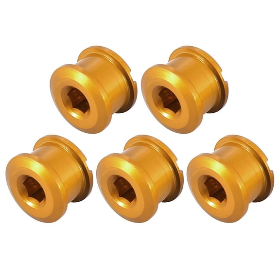 5pcs Gold Tone Chainring Nuts Road Bike MTB Bicycle Chain Ring Bolts Nuts