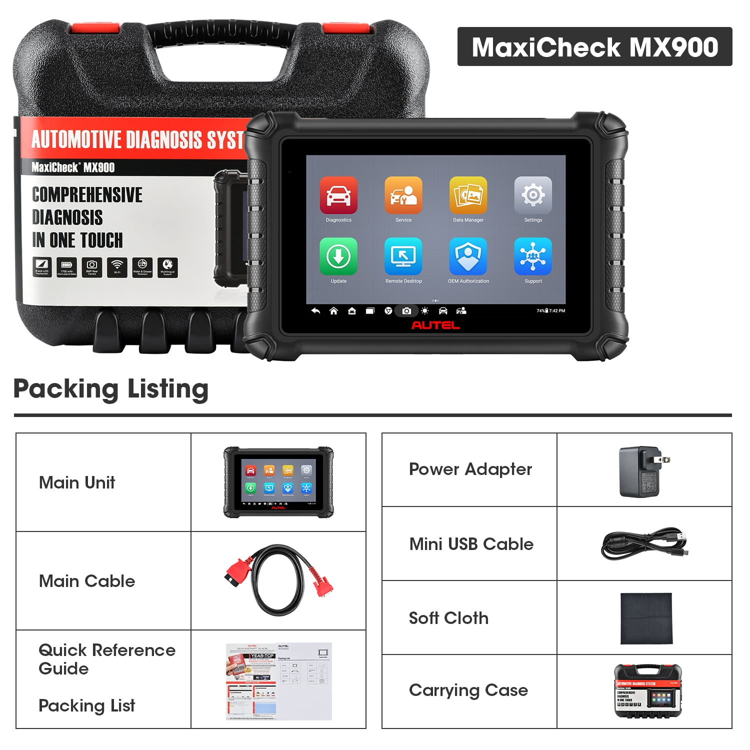 Autel MaxiCheck MX900 Scanner, 2026 V2.0 Bidirectional Diagnostic Scan Tool, CAN FD & DoIP, 3000+ Active Tests 40+ Services as MP900, All Systems, FCA, 11O
