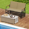 thumbnail image 4 of Costway Patio Glider Bench for 2 Swing Gliding Loveseat with Curved Teak Armrests for Porch, 4 of 10