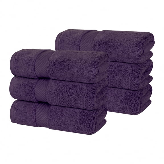 Superior Zero Twist Cotton 6-Piece Hand Towel Set, Super Soft Towels, Grape Seed