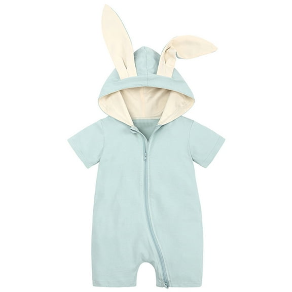 adviicd Bodysuit for Girls Toddler Boys Girls Solid Zipper Hooded Rabbit Bunny Casual Preemie Clothes Boy