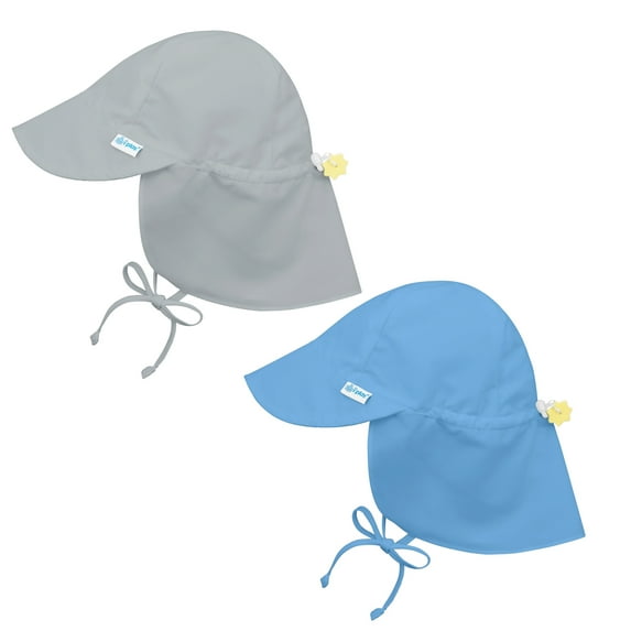 i play Baby and Toddler Flap Sun Protection Hat-Grey and Lt. Blue - 2 Pack