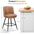thumbnail image 3 of VINGLI 26" H Swivel Barstools Set of 2, PU Faux Leather Upholstered Counter Height Bar Stool with Back, Kitchen High Chairs with Cushion Round Seat, Metal Legs, White, 3 of 14