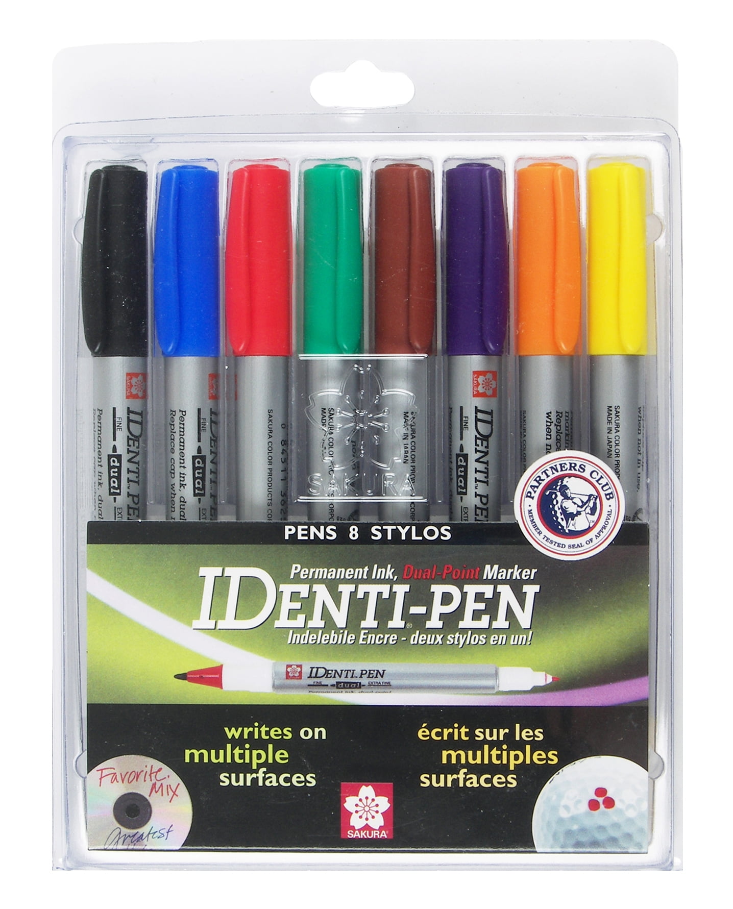 8PC ASSORTED PERMANENT MARKER PENS & CASE Black Blue Red Office Stationery 