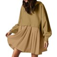 thumbnail image 4 of BSDJILFG Sweatshirt Dresses for Women Plus Size Casual Solid Color Long Sleeve Loose Fit Crewneck Shirts Mini Dress Hot Sales, 4 of 7