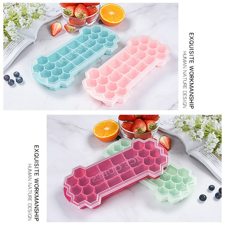 Cheers.US Silicone Ice Cube Trays with 26 Cavities, Ice Cube Mould with  Spill-Resistant Removable Lids ,Easy Release,Best Ice Trays for Freezer,  Whiskey, Cocktail-9.84 x 4.72 x 1.38  