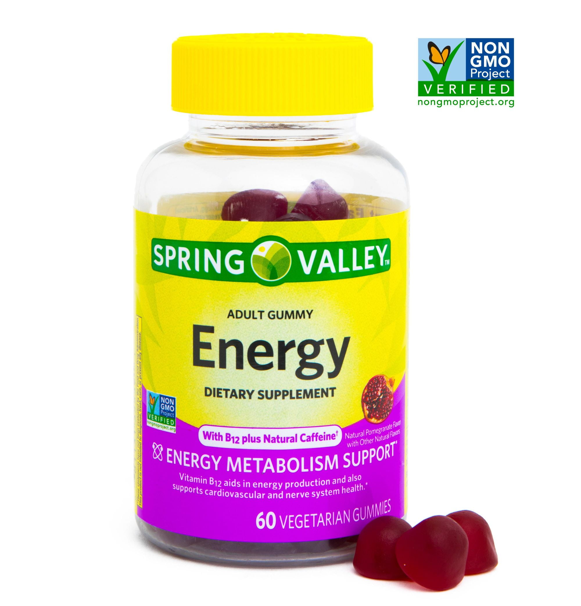 Spring Valley Energy Vegetarian Gummies with Caffeine, 60 Count