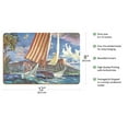 thumbnail image 2 of Waikiki Hawaii - Catamaran Sailing - United Air Lines - Vintage Airline Travel Poster by Millard Sheets c.1950s - 8 x 12 inch Vintage Wood Art Sign, 2 of 4