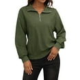 thumbnail image 3 of Hibeli Women Casual 1/4 Zip Lapel V Neck Long Sleeve Solid Color Knit Sweatshirt, 3 of 7