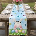 thumbnail image 4 of Easter Table Runner - 60 Inch Long Spring Colorful Easter Eggs Bunny Butterfly Blue Cotton and Linen Blended Dress Scarves Farmhouse Table Runner for Kitchen Dining, Coffee Table, 13" x 60", 4 of 8