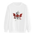 thumbnail image 5 of Women Canadian Maple Leaf Print Round Neck Long Sleeve Casual Hoodie, 5 of 5