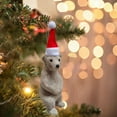 thumbnail image 3 of D-GROEE Christmas Tree Bear Ornaments - Plastic Cute Brown/Grey/White/Black Bear Wearing Santa Claus Hats - Hanging Decoration Christmas Tree Decoration, 3 of 8