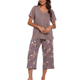 thumbnail image 5 of WQD Womens Pajama Sets 2 Piece Lounge Sets Soft Loungewear Comfy Pj Sets V Neck Short Sleeve Top and Capri Pants Loose Sleepwear with Pockets, 5 of 7