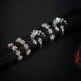 thumbnail image 3 of 5pcs Moon & Flower Alloy with Crystal Rhinestone Cuff Rings Platinum Inner Diameter: 16~17mm, 3 of 5