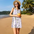 thumbnail image 3 of Easygdp Lavender Flowers para Vestido Transpirable de Mujer, Vestido Suelto de Manga Corta con Pliegues y Bolsillos para el Verano, 3 of 7