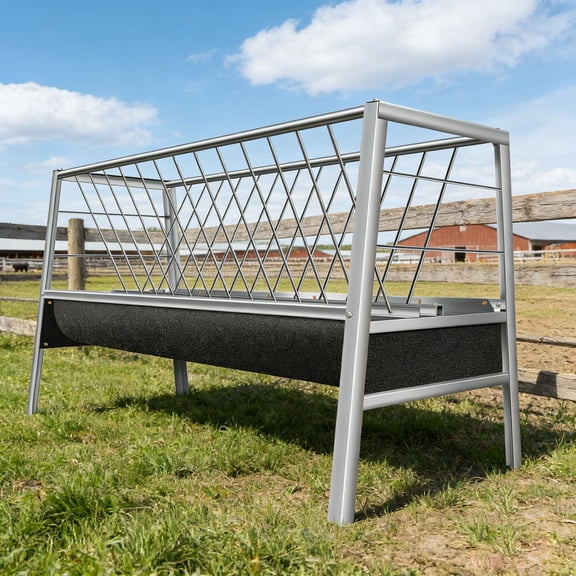 2-in-1 Livestock Goat Feeder, 77 Gallon Goat Hay Storage Feeder, Heavy Duty Pasture Feeder, Feed Basin for Ranch Livestock & Pasture Animals