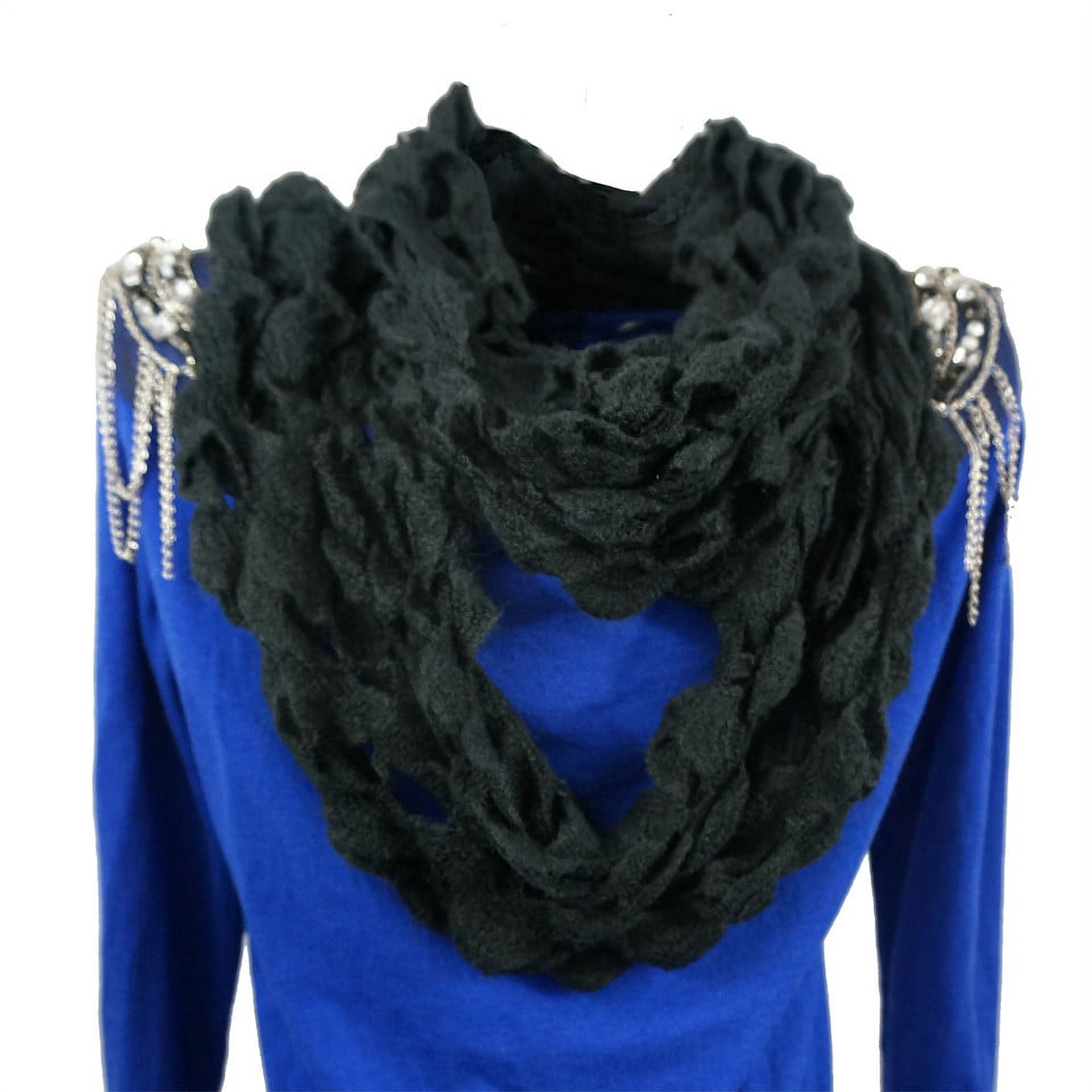 K-Cliffs Juniors-Women's Soft Knitted Ruffle Infinity Scarf , One Size, Slate