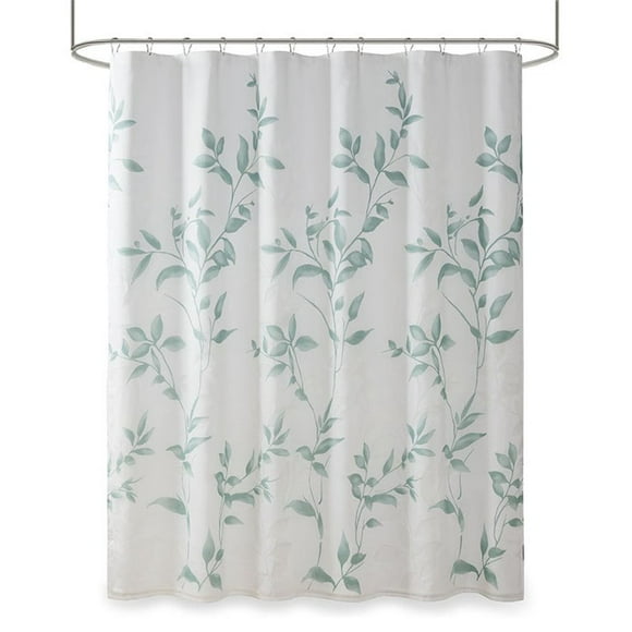 Madison Park Cecily Rayon Polyester Printed Shower Curtain in Seafoam Green