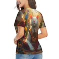 thumbnail image 3 of Fuzoiu Sunshine Flower Meditating Cat Print Women's Classic V-Neck T-Shirt, Short Sleeve V Neck Tees for Casual Everyday Wear,Casual Fit Tee,Summer Fashion Tops-XX-Large, 3 of 5