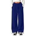 thumbnail image 2 of Eiyaclvo Boys Baggy Sweatpants Straight Wide Leg Sweatpant Joggers Drawstring Waisted Open Bottom Sweat Pants with Pockets Size 4-15 Years, 2 of 7