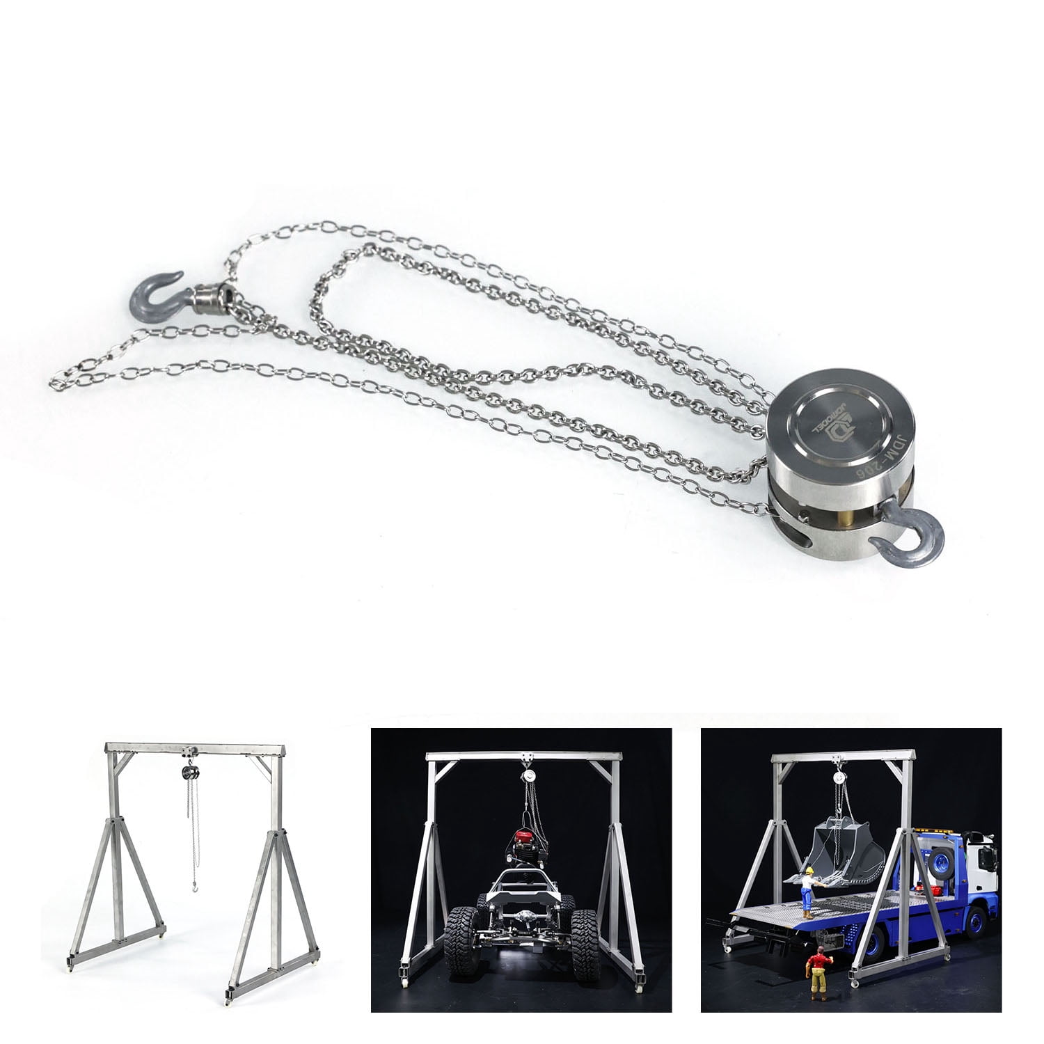JDM Metal Chain LiftBlock Tackle Hoist Heavy Duty Load for RC Gantry Crane 1/10