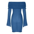 thumbnail image 5 of Blmnix Bodycon Women's Dresses Sexy Dresses Off the Shoulder Dress Blue Mini Boat Neck Long Sleeve Antimicrobial Protection Womens Dresses Casual,M, 5 of 5